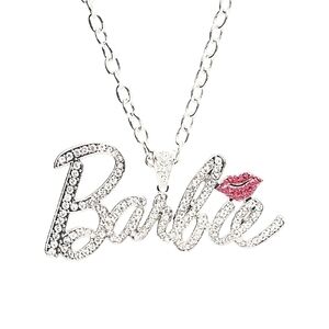 Barbie Crystal Pendant Necklace Rhinestone 18”-20" Chain Silvertone NEW